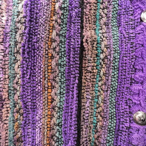 Nancy Lee Kaufman Cardigan One Size Oversized XL 2x Purple Striped Sweater - Picture 6 of 11